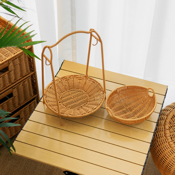 Two-Tiered Woven Fruit Display Stand Kalsten