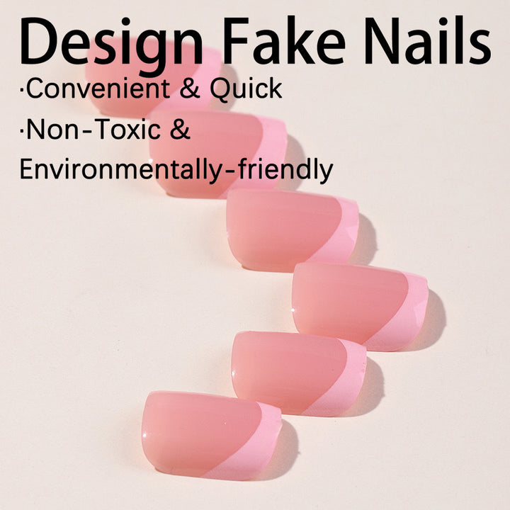 Nail art set with elegant French design and glitter accents Kalsten