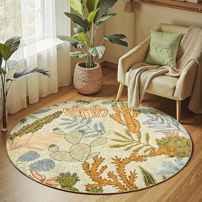 Round Flower Pattern Rug