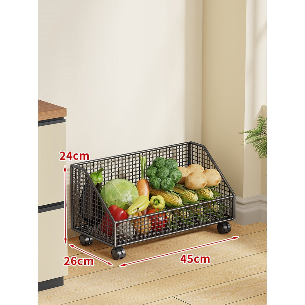 Two-Tier Mesh Rolling Kitchen Produce Storage Cart