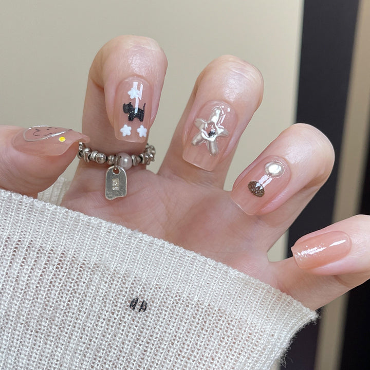 Decorative Press-On Nail Set with Unique Designs Kalsten