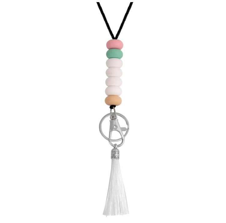 Colorful Beaded Keychain Lanyard with Tassel Kalsten