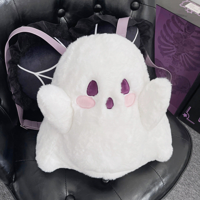 Plush Ghost-Themed Crossbody Bag