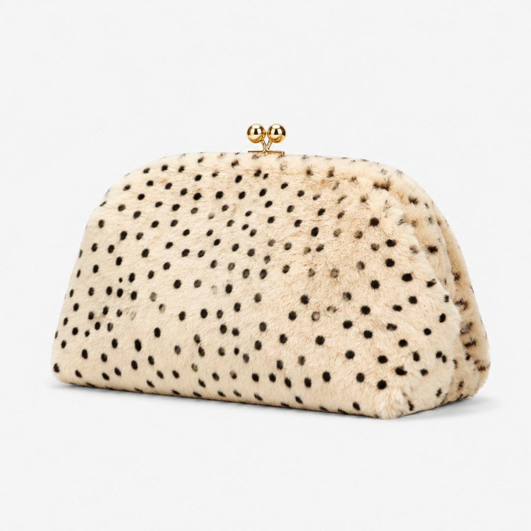 Plush Polka Dot Cosmetic Clutch