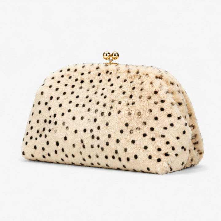 Plush Polka Dot Cosmetic Clutch