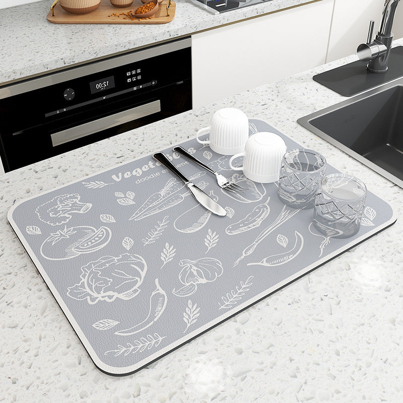 Floral Patterned Kitchen Drying Mat Kalsten
