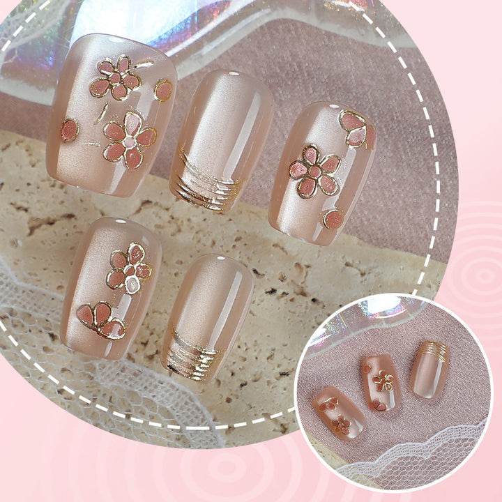 Floral-Embellished Press-On Nail Set