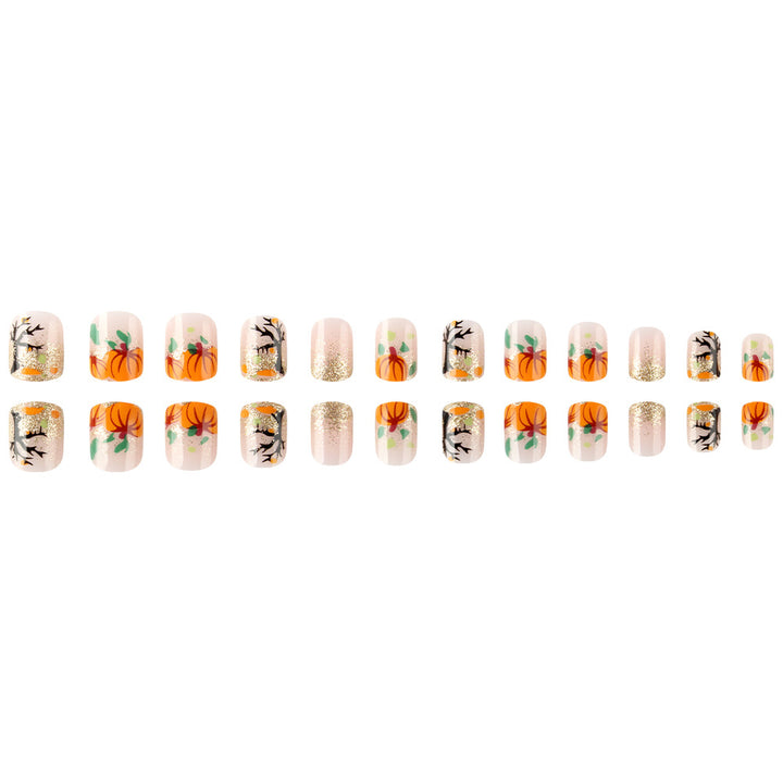 Autumn Pumpkin-Themed Press-On Nails Kalsten