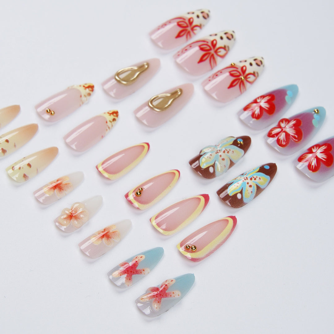 Artificial Nail Set with Floral Accents Kalsten