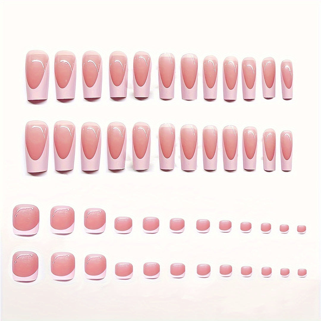 Artistic French Tip Press-On Nail Set with Transparent Design Kalsten