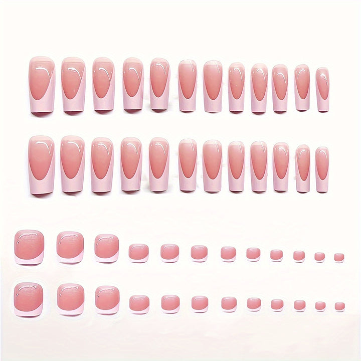 Artistic French Tip Press-On Nail Set with Transparent Design Kalsten