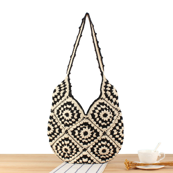 Handmade Macrame Shoulder Bag with Floral Patterns Kalsten