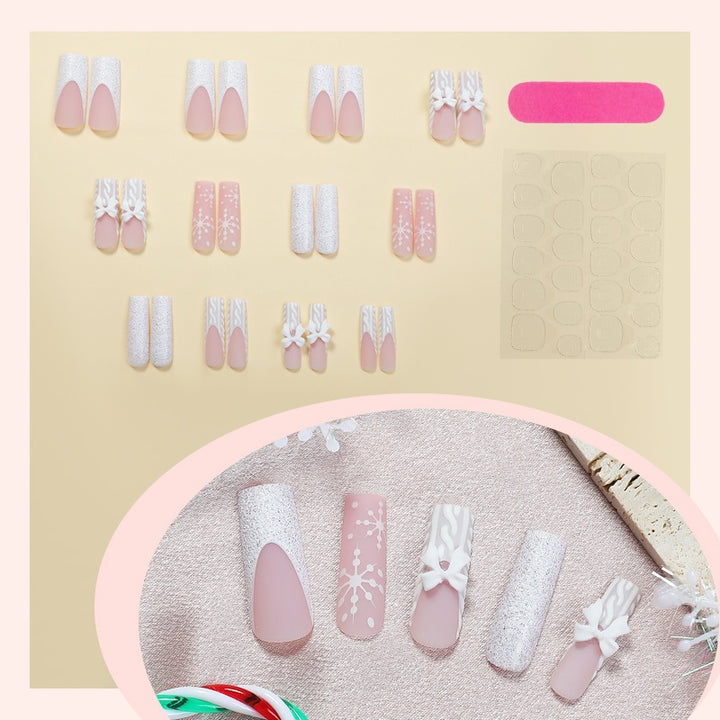 Artificial nail set with elegant flower and glitter decorations Kalsten