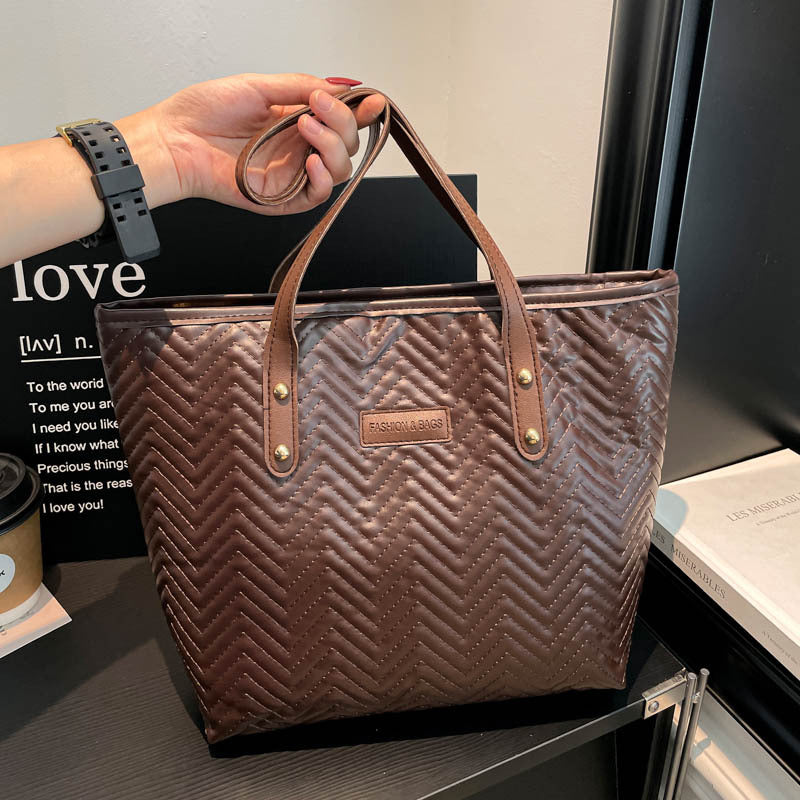 Textured Herringbone Pattern Tote Bag