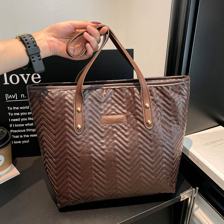 Textured Herringbone Pattern Tote Bag
