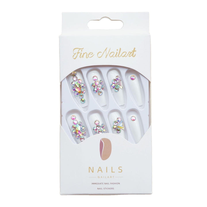 Long Stiletto Press-On Nails with Rhinestone Accents Kalsten
