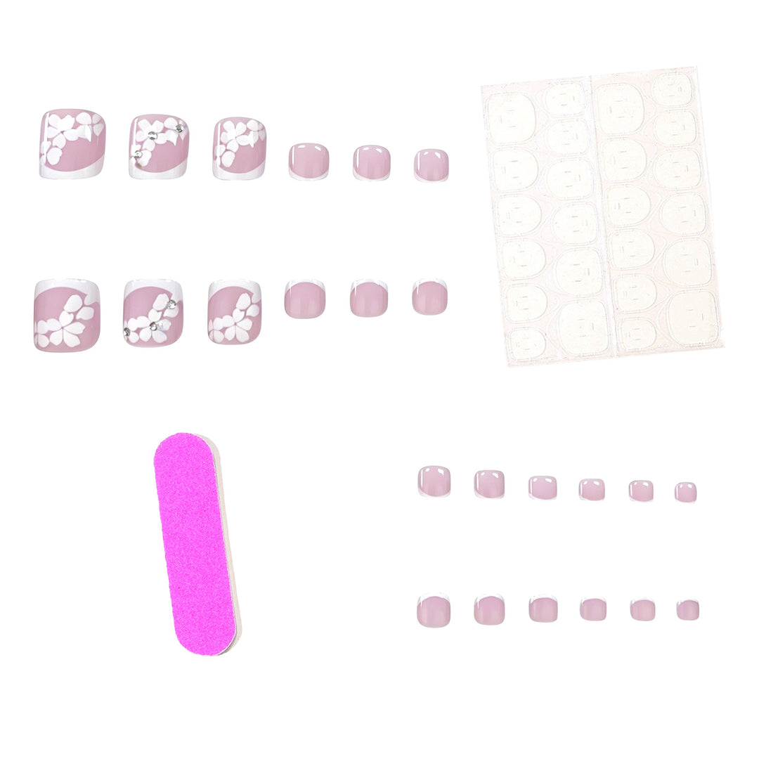 Elegant Floral French Tip Pedicure Kalsten