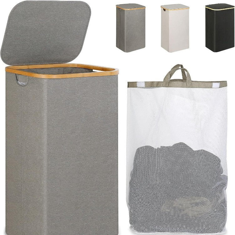 Elegant laundry container with practical lid and carrying system Kalsten