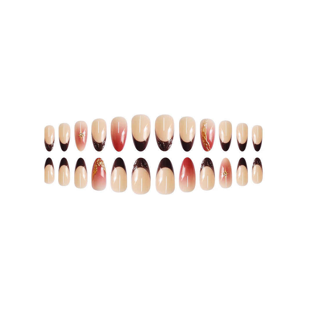 Artistic Almond-Shaped Press-On Nail Art Kalsten