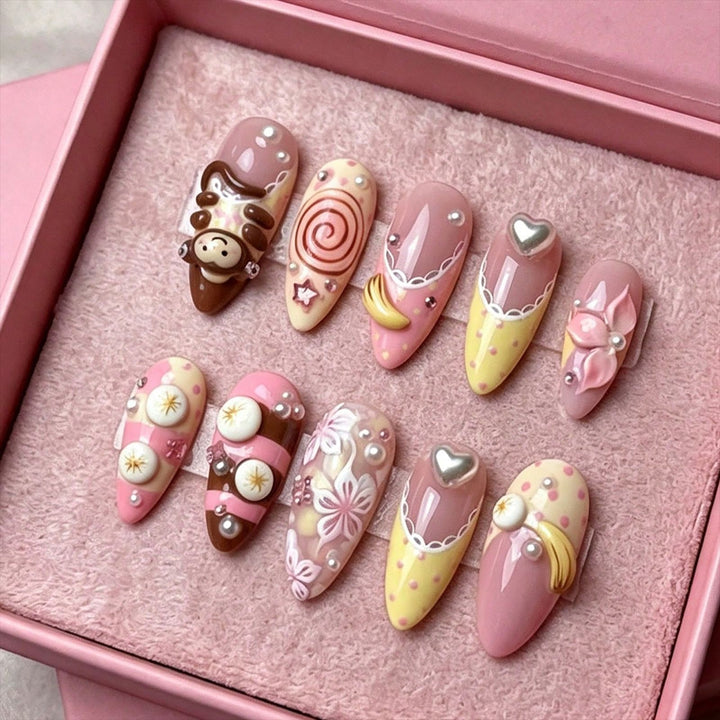 Artistic Chocolate-Inspired Press-On Nail Set kalsten