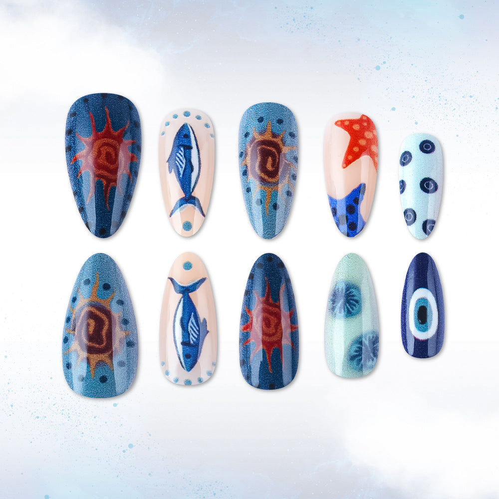 Ocean-Inspired Artistic Press-On Nails Kalsten