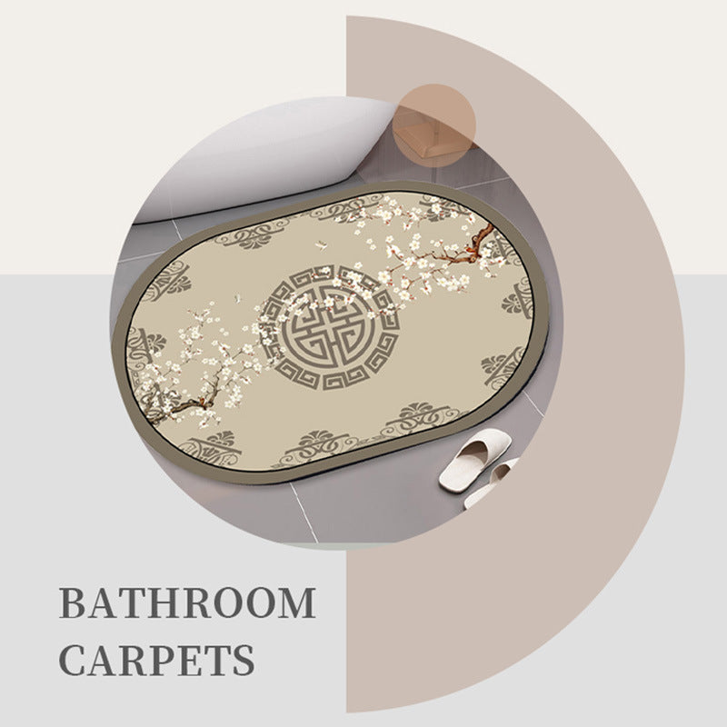 Elegant Floral Print Bath Mat Kalsten
