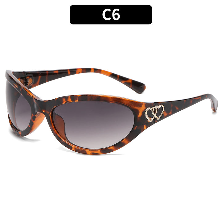 Elegant Heart-Accent Cat-Eye Sunglasses