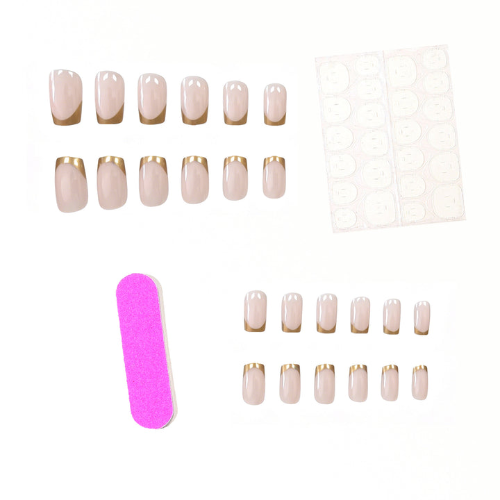 Elegant Gold-Trimmed Acrylic Nail Enhancements Kalsten