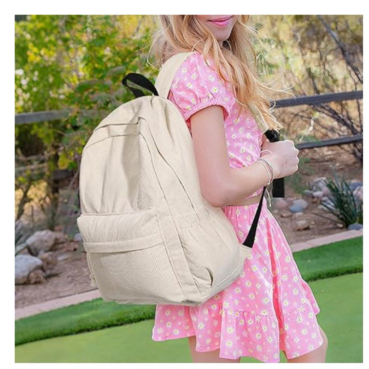 Cord backpack with deep storage and stylish accents Kalsten