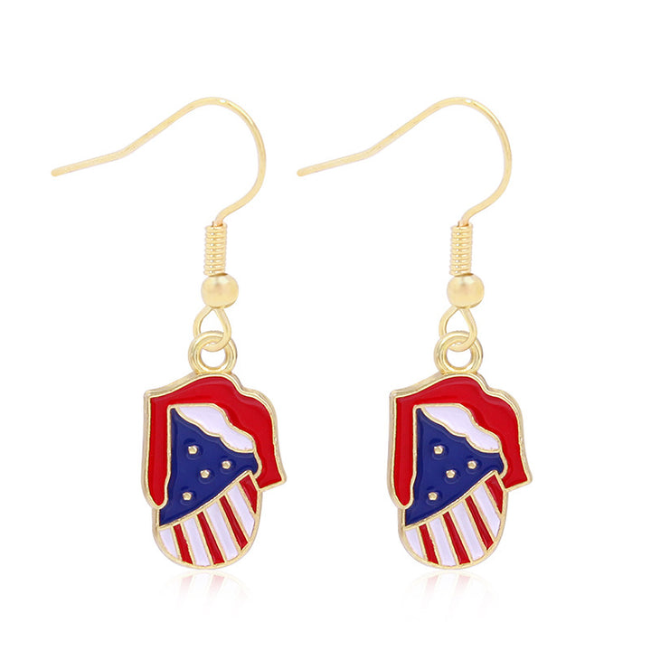 Women's star-shaped enamel earrings with USA flag motif and gold-plated fish Kalsten