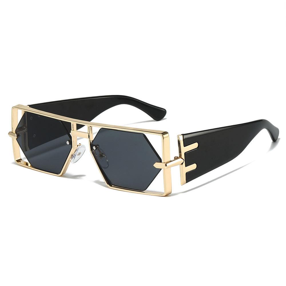 Geometric Shield Sunglasses with Premium Metallic Frame Kalsten