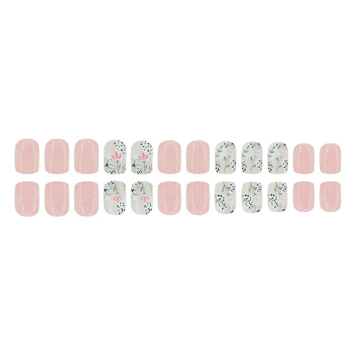 Artificial nail set with floral designs and elegant finish Kalsten