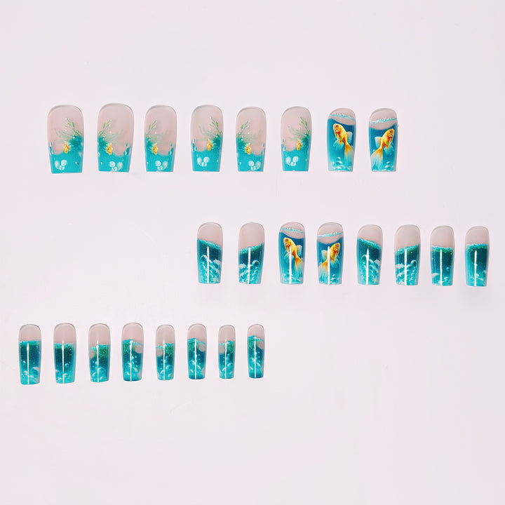 Artificial nails with Lively Water World motif Kalsten