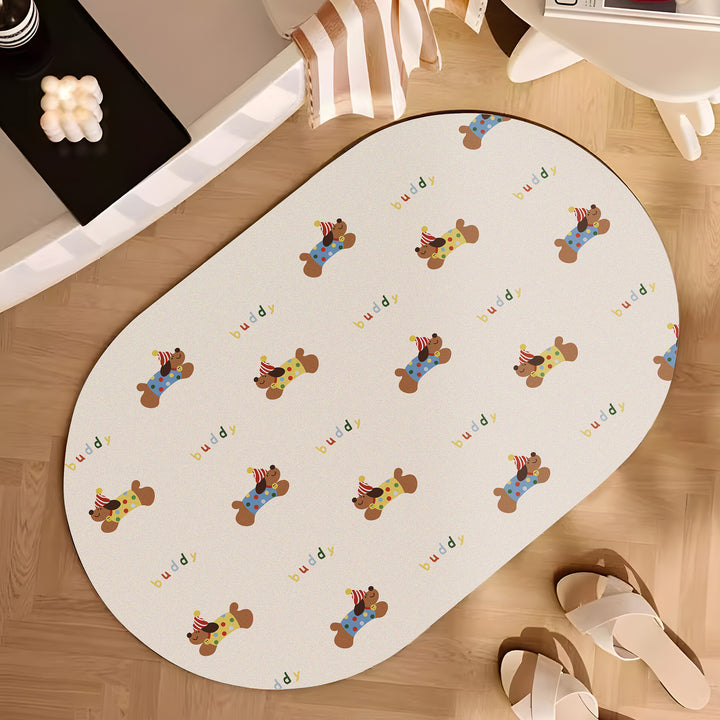 Playful Cartoon Dog-Themed Bath Mat Kalsten