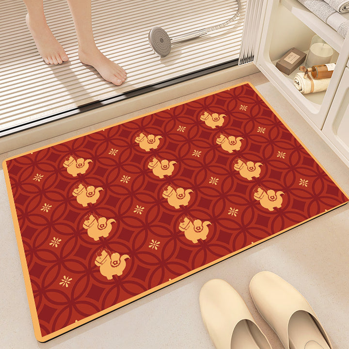 Playful Horse-Themed Memory Foam Bath Mat Kalsten