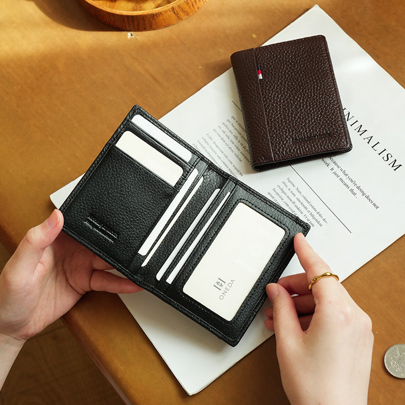 Compact Textured Leather Card Holder