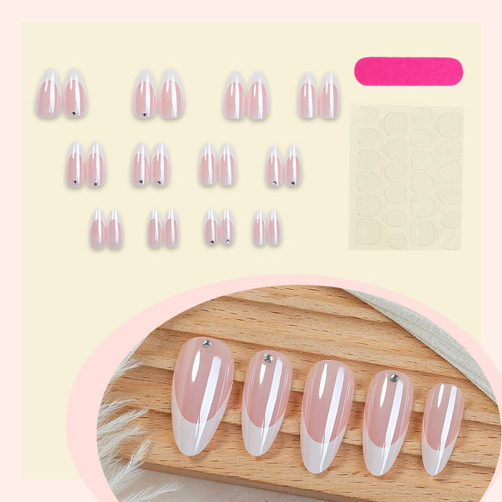 Artificial nail set with elegant French tips and glitter accents Kalsten