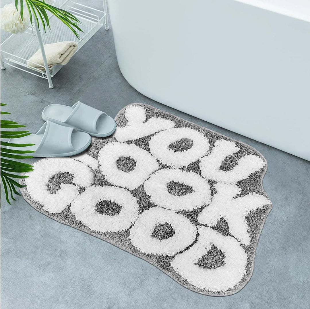 Plush Bath Mat with Motivational Phrase