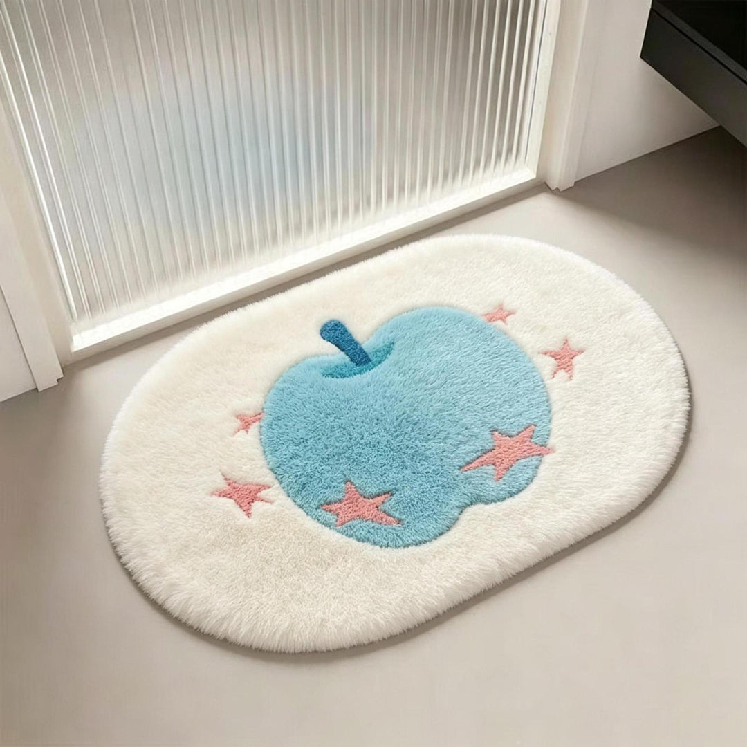 Apple-Themed Plush Bath Mat