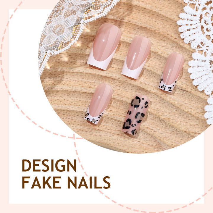 Artificial nail set with elegant flower and leopard design Kalsten