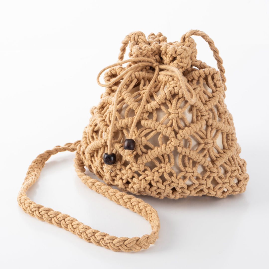 Handmade macrame shoulder bag with playful design Kalsten