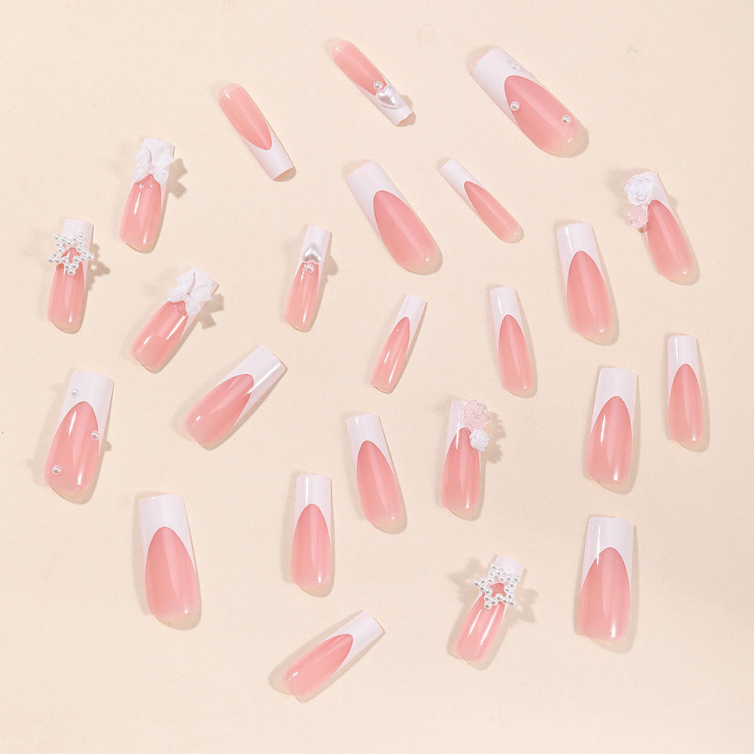 Artificial nail set with floral 3D decorations and elegant details Kalsten