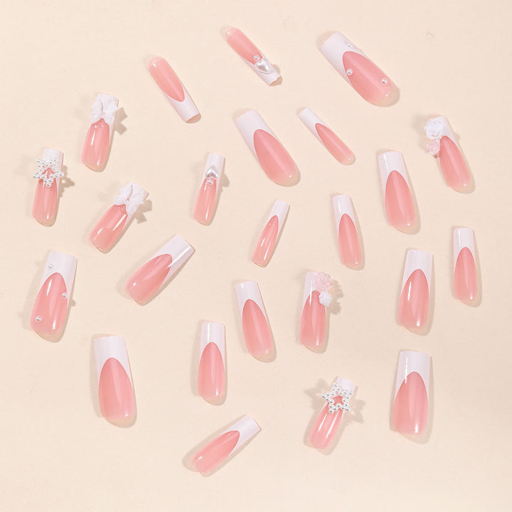 Artificial nail set with floral 3D decorations and elegant details Kalsten