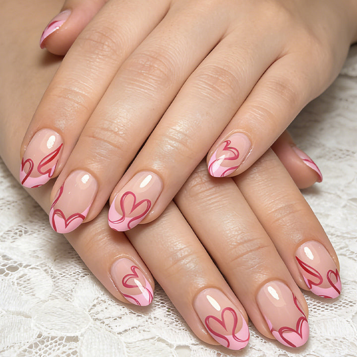 Romantic Heart-Designed Press-On Nails Kalsten