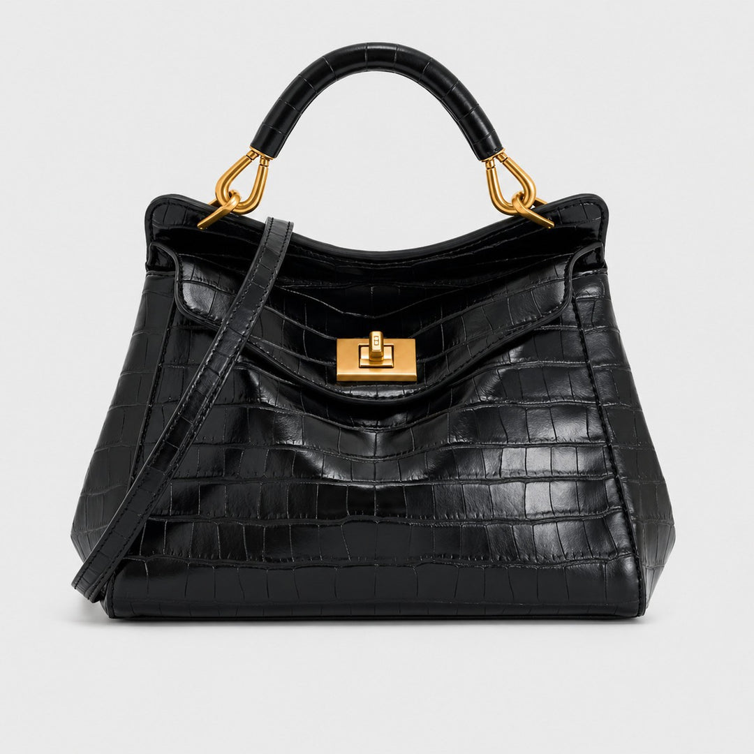 Classic Structured Crocodile Texture Handbag