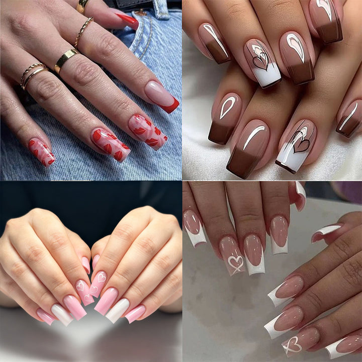 Heart-Embellished Gradient Nail Art Design Kalsten