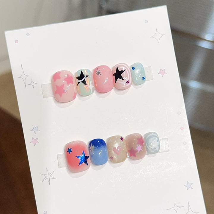 Artificial nails with glamorous star motifs Kalsten