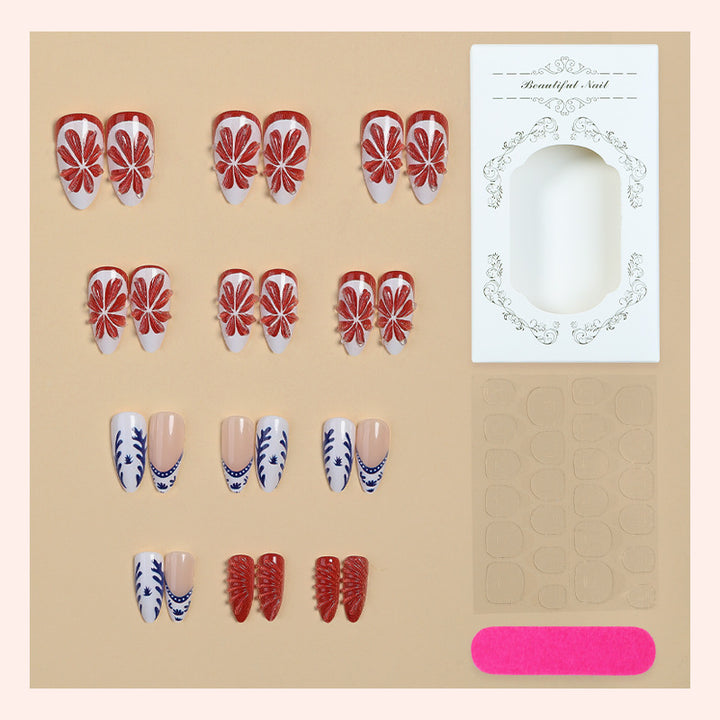 Floral Artistic Press-On Nail Set Kalsten