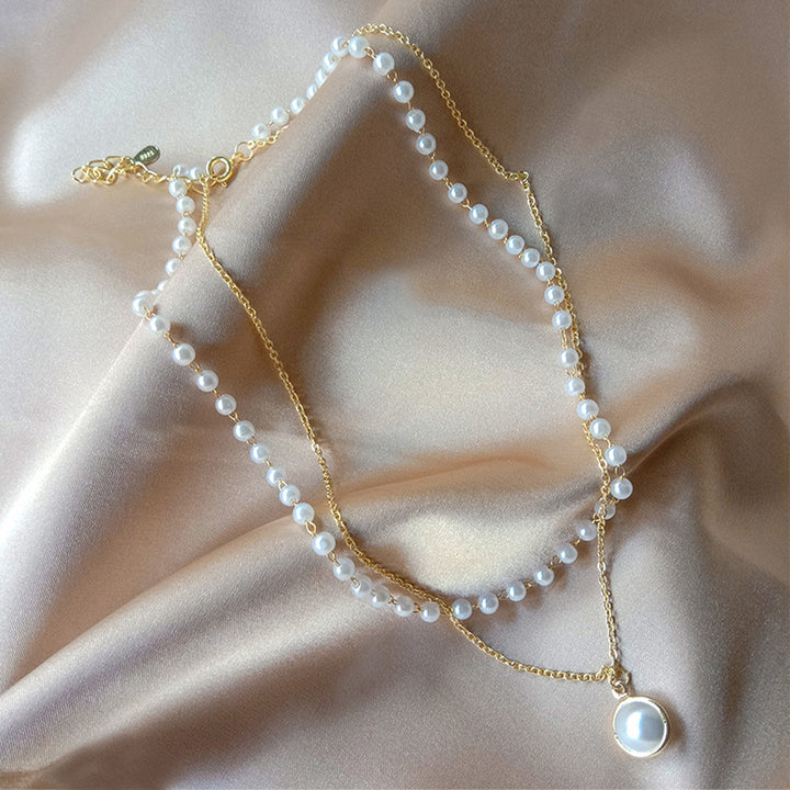 Elegant Layered Pearl Necklace Kalsten