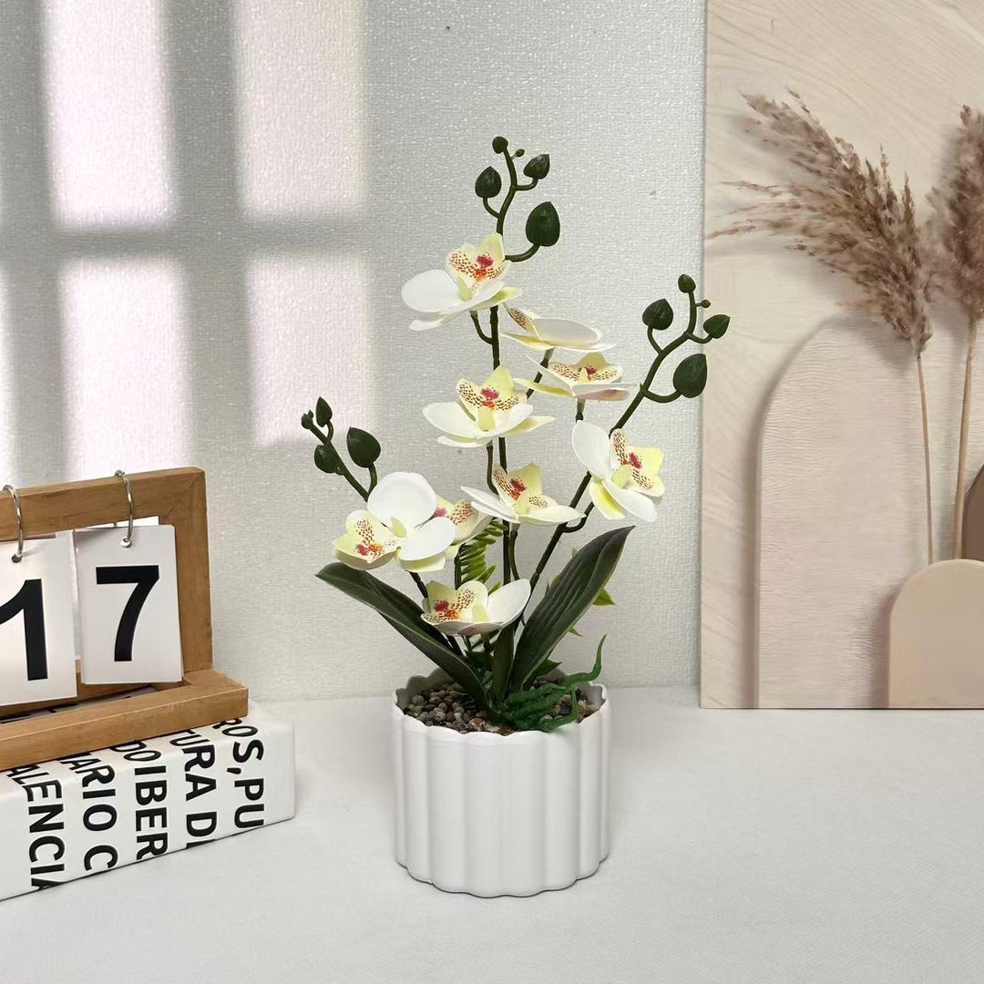 Elegant Faux Orchid Arrangement for Indoor Home Decor